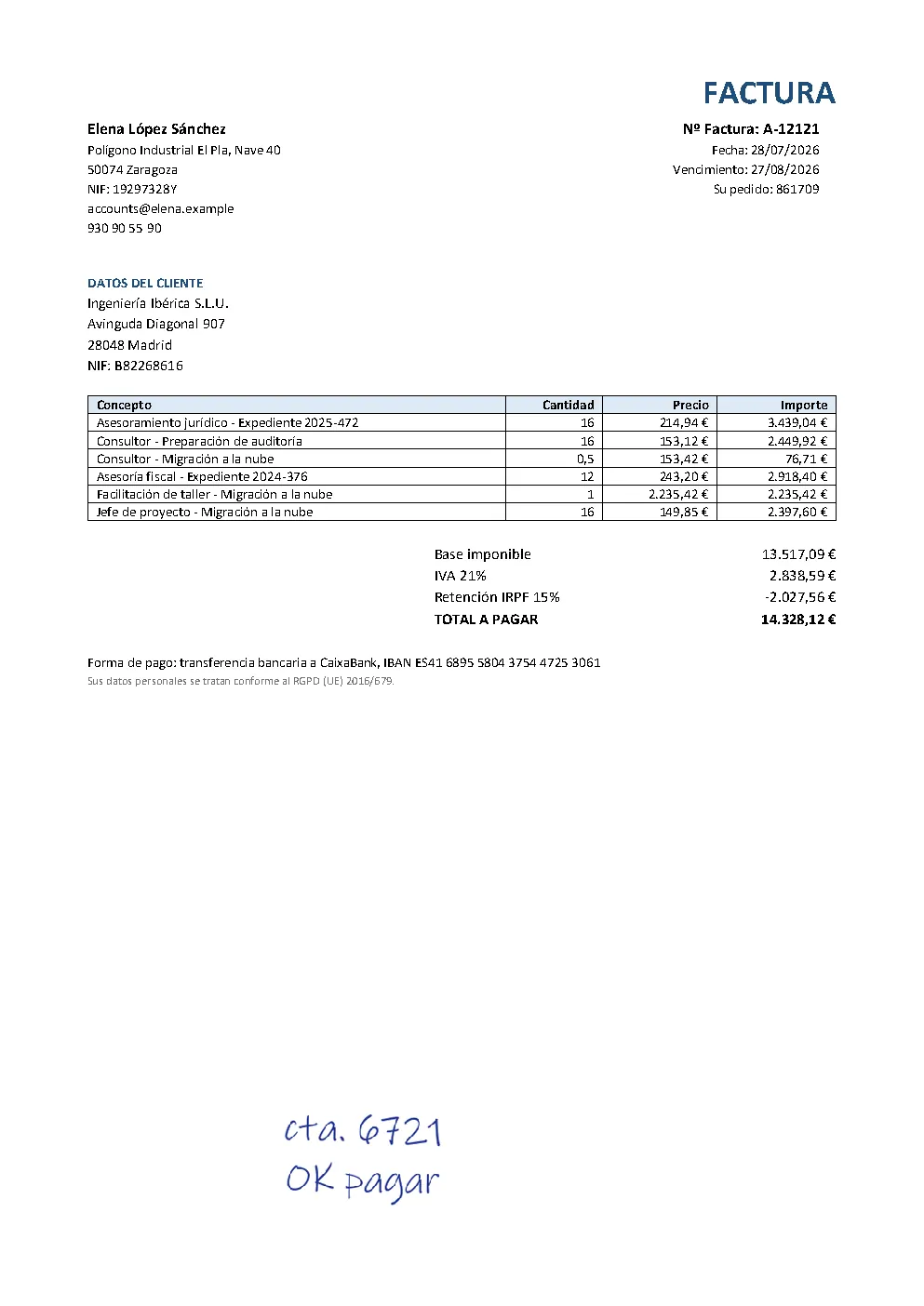 First page of Spanish, with withholding